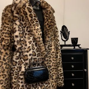 Spiked Knuckle Rings Faux Snakeskin Mini Purse